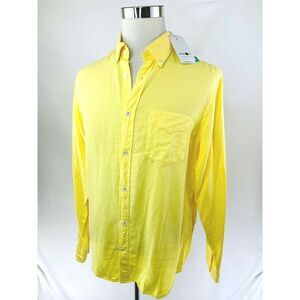 NNO7 Mens Yellow Classic Fit Button Down Casual Shirt M